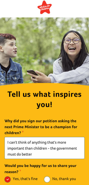 Action for Children page template Action for Children page template